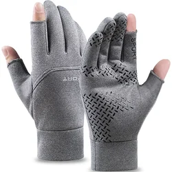 Winter Fishing Men's Gloves Women Cycling Warm Anti-Slip Gloves for Fishing Sports Touch Screen Two Fingers Cut Outdoor Angling