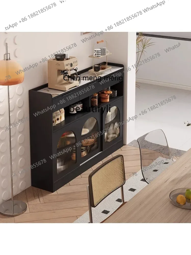 

D178 French Cream Style Stone Plate Sideboard Ultra-Thin Modern Minimalist Wall Sliding Door Kitchen Extremely Narrow Side Cabi