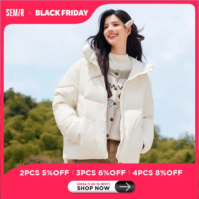 Semir Down Jacket Women Mid-Length Waterproof and Warm Winter Oversize Hooded Versatile Coat