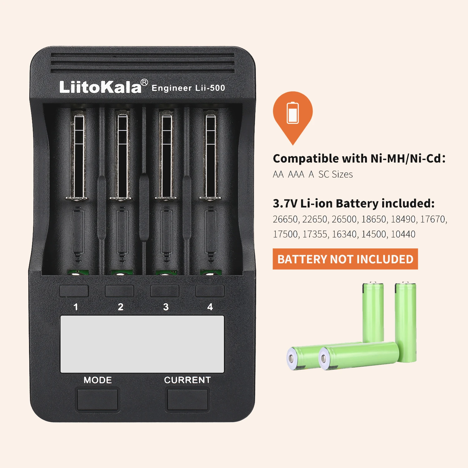 LiitoKala Lii-500 18650 Battery Charger For NiMH 1.2V and Li-ion 3.7V Battery Suitable for AA AAA 26650 18490 22650