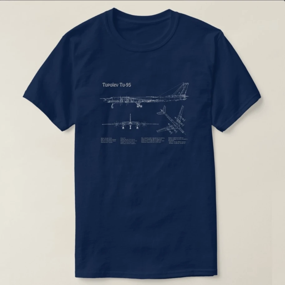 Tupolev Tu-95 Bear Strategic Bomber Blueprint T Shirt. New 100% Cotton Short Sleeve O-Neck Casual T-shirt Loose Top Size S-3XL