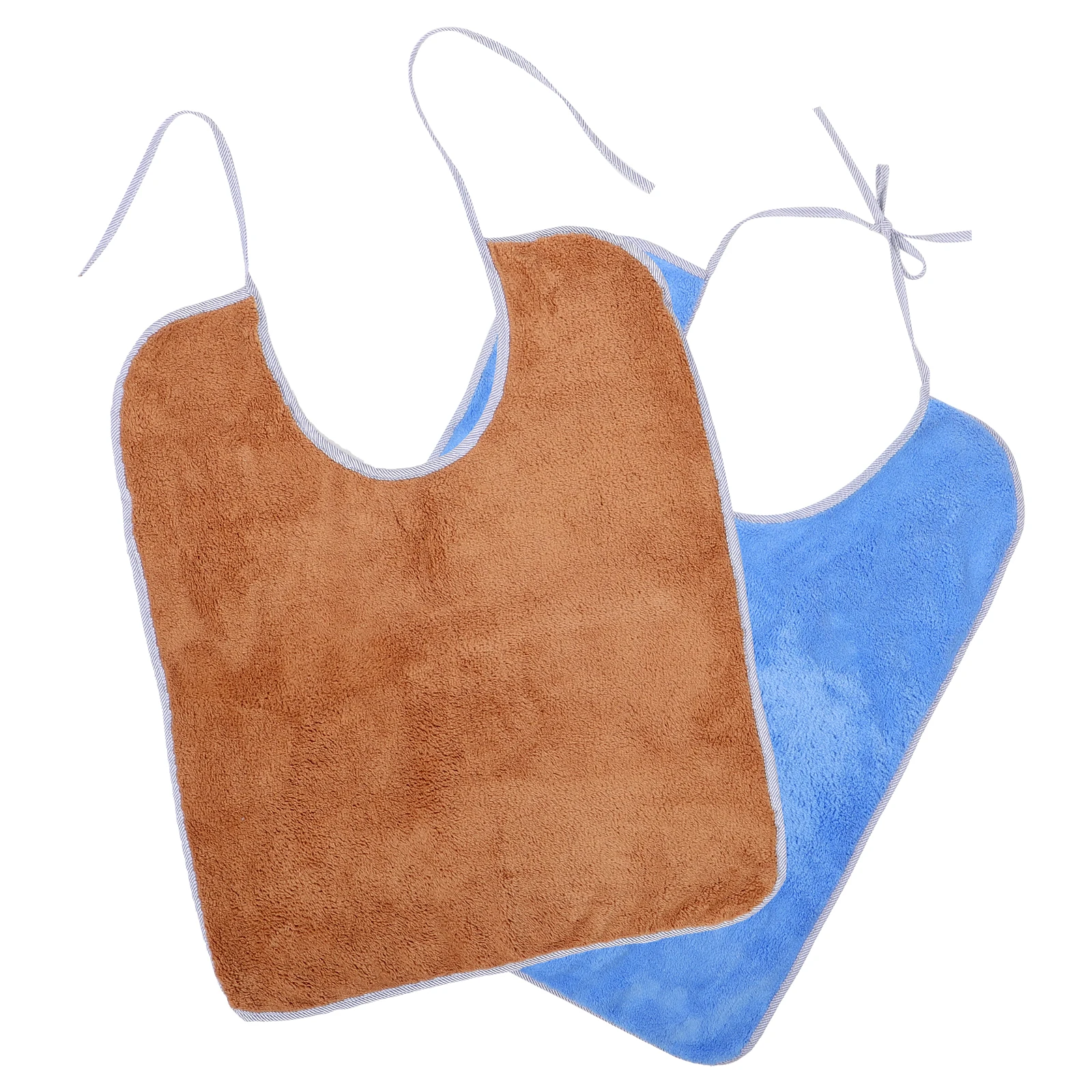 

2pcs Waterproof Feeding Bibs For Elderly Seniors Clothes Protection Soft Durable Mealtime Assistance Apron Reusable Nourishment