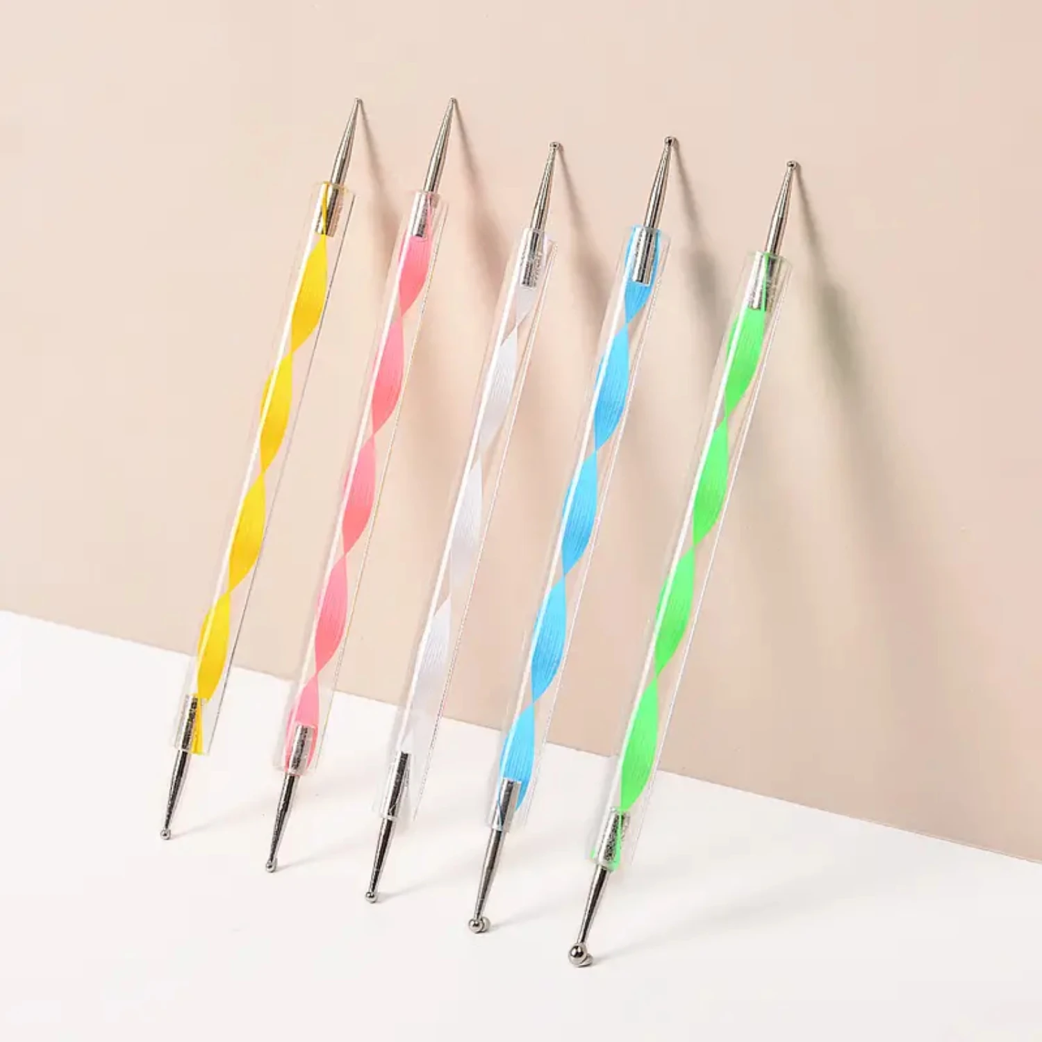 

Acrylic Double Point Spiral Pencil Set - 5 Pieces for Thread Painting and Nail Art