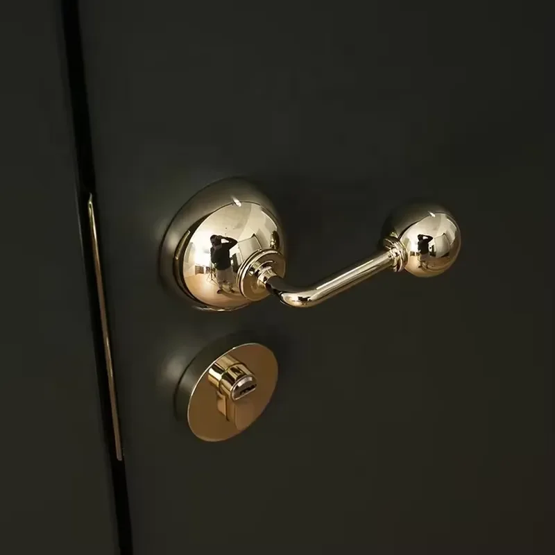Hot Sale Polished Gold Silver Chrome Ball Style Solid Brass Door Handle Set for Wooden Doors