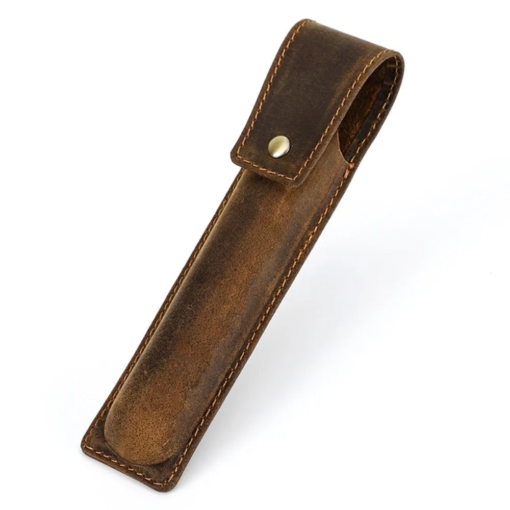 

Retro Large Capacity Pen Pencil Case Handmade Vintage Pen Pouch Holder Leather Durable Desktop Organizer School