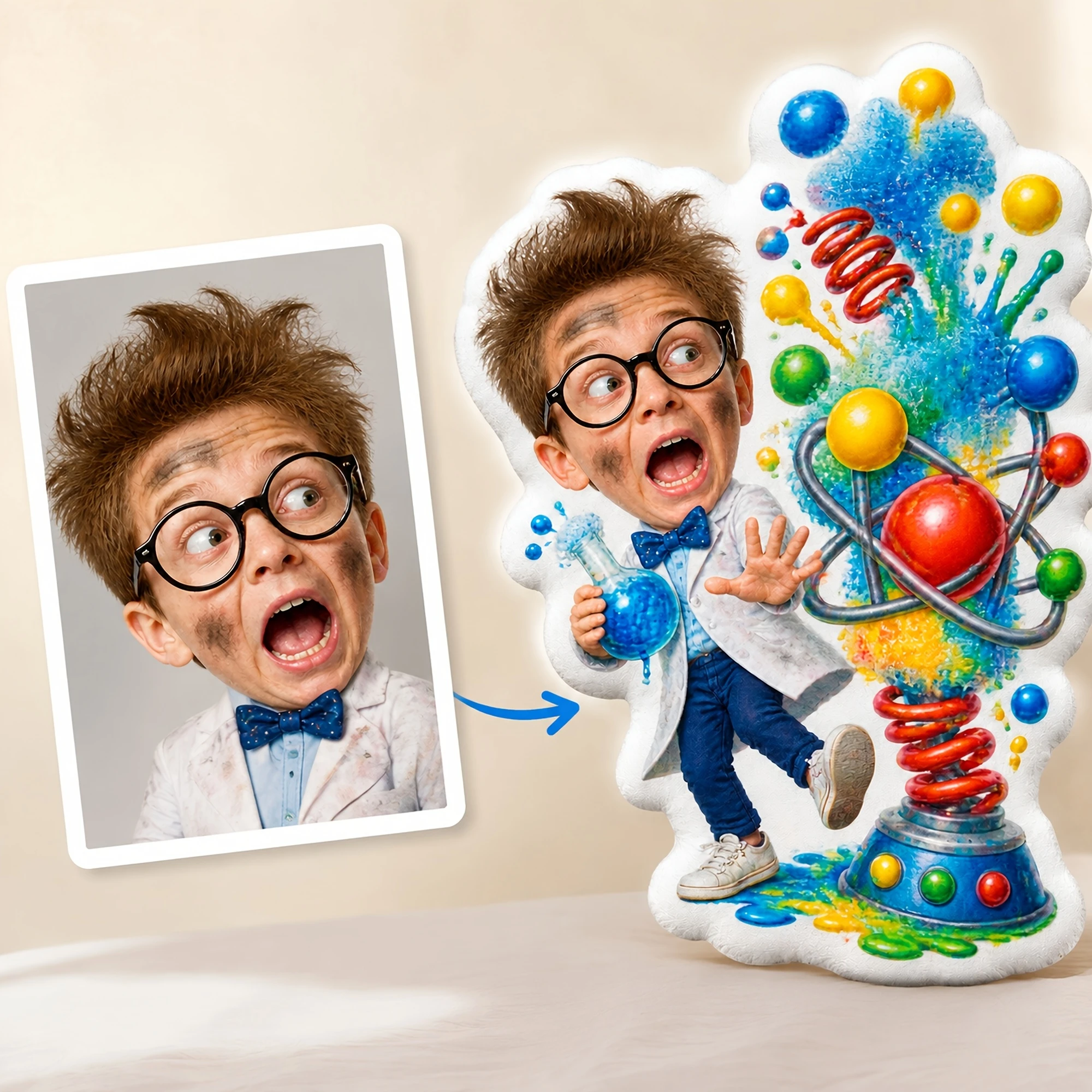 1pc Custom Double Sided Printed Creative Novelty Shaped Throw Pillow, Funny Scientist Atom Design Cushion for Home, Office, Dorm