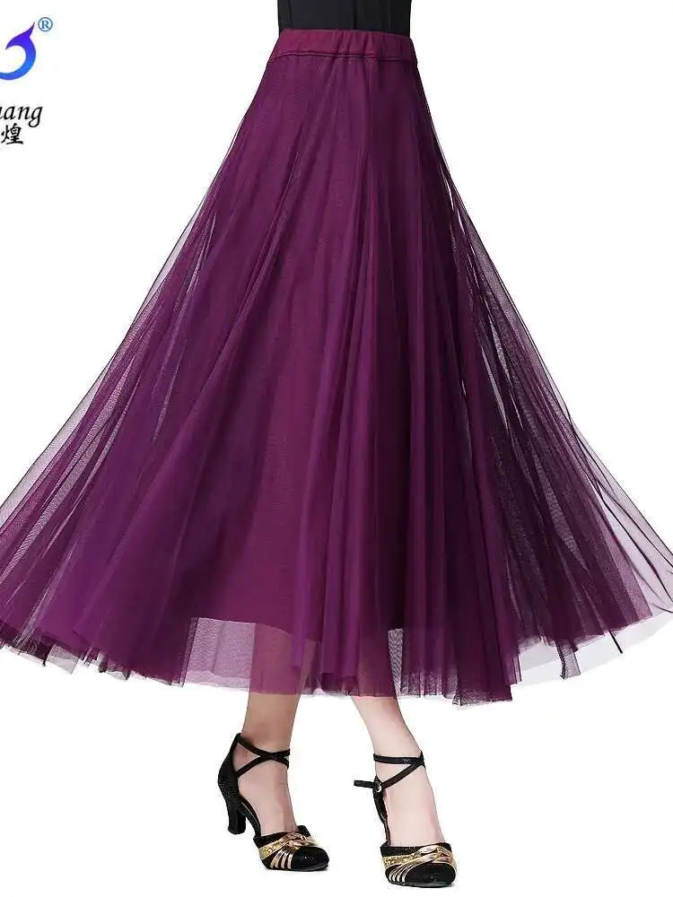 

Gauze Skirt Modern Dance Skirt Slim And Big Swing Dress Social Dance Square Dance Practice Skirt
