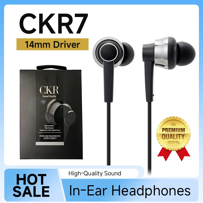 ATH-CKR7 In-Ear Bass Boost Music Earphones with 3.5mm Jack High Quality Sound Noise Isolation for Mobile Phones & MP3 Players