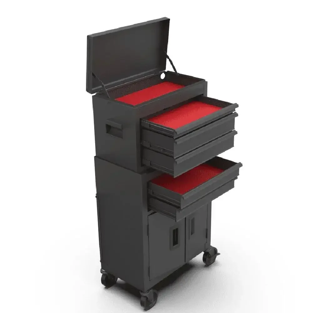 

Commercial Heavy Duty Steel Tool Chest Organizer 400lbs Capacity Caster Wheels Lockable Box Storage Ball Bearing Slides Tough
