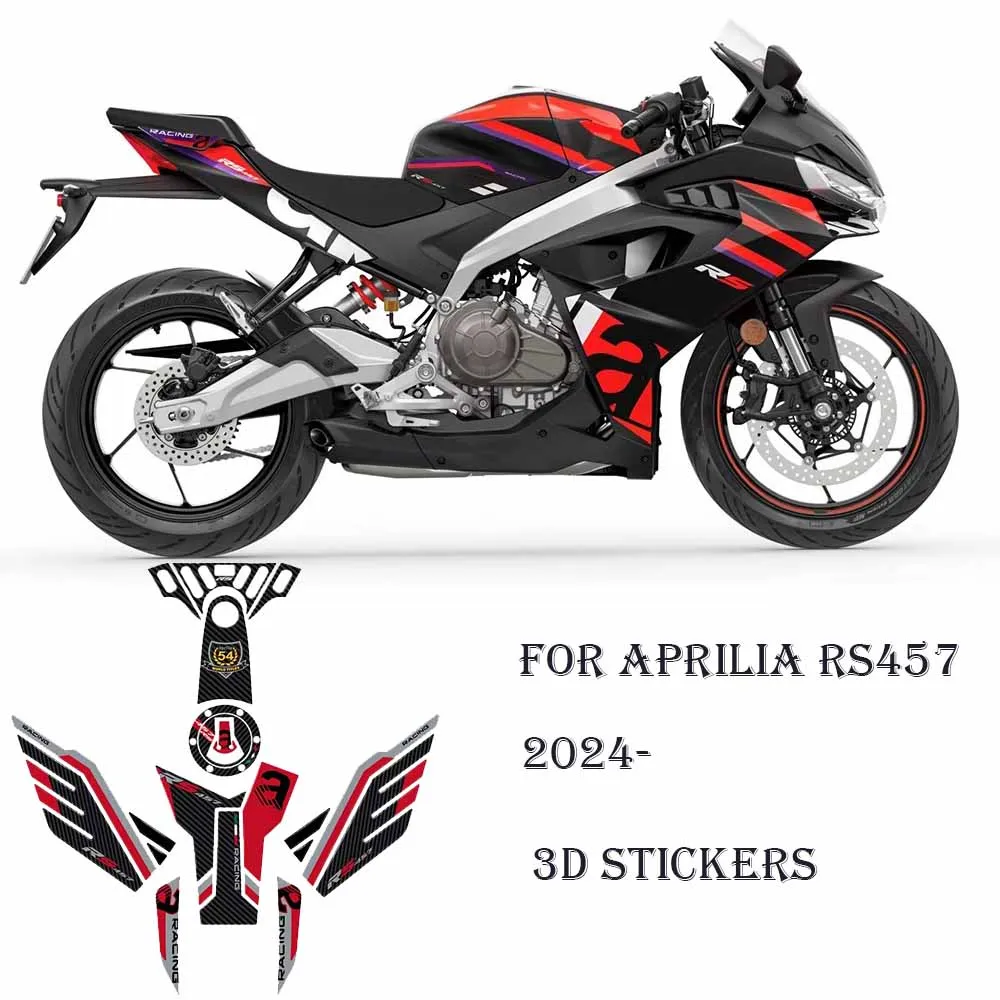 2024- RS457 3D stickers NEW Motorcycle Accessories Tank Pad Protection Sticker 3D Resin Sticker Kit For Aprilia RS 457 2024-