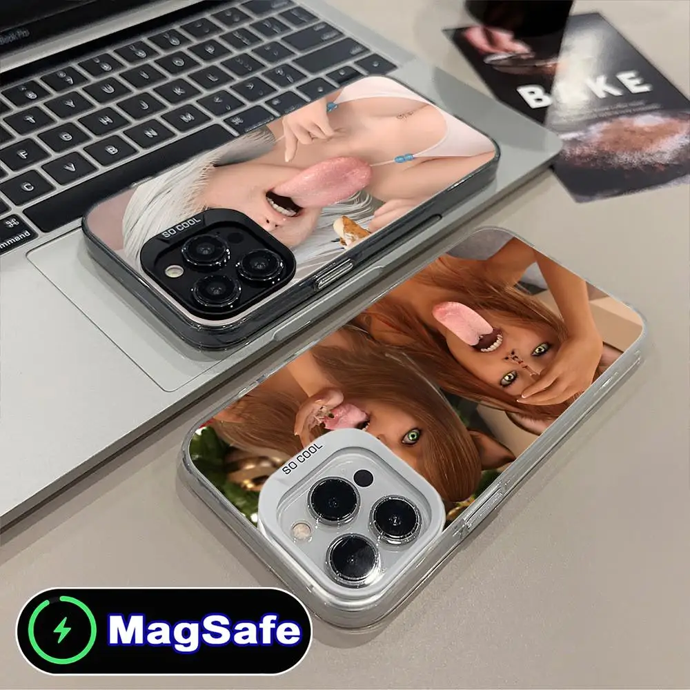 

Чехол для мобильного телефона Y2K Girl Teena для iPhone 16, 15, 14, 13, 12, 11 Pro Max Plus, полупрозрачный цветной защитный чехол MagSafe, роскошный