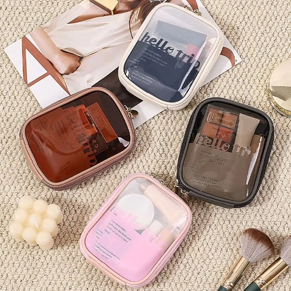 Transparent Cosmetic Organizer Pouch Multi-Compartment Portable Cosmetic Storage Bag Travel Touch-Up Travel Cable Pouch