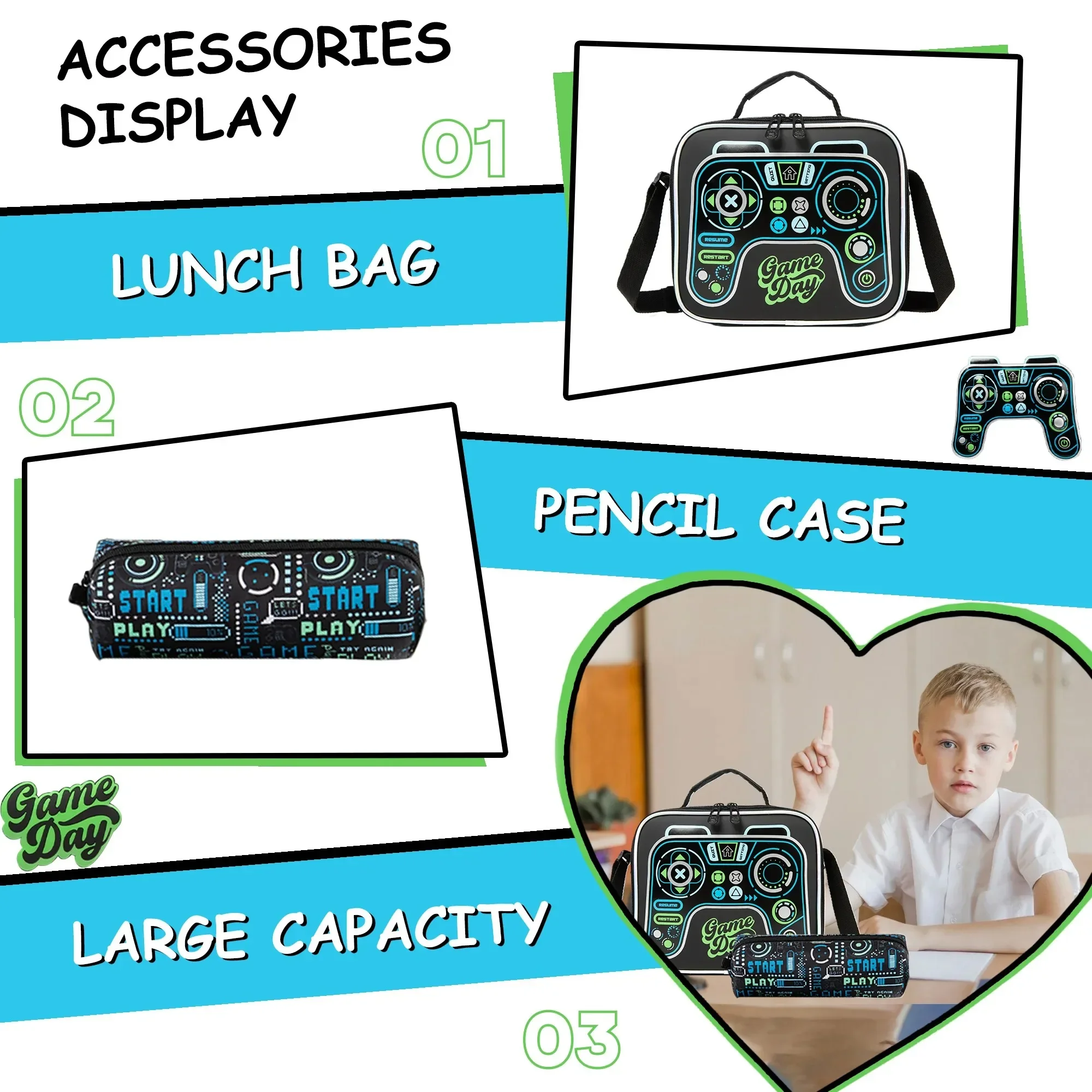 School Bags for Primary Children 3 in 1 School Bag Child with Lunch Bag Kids Book Bag for Boys Girls Kawaii Backpack