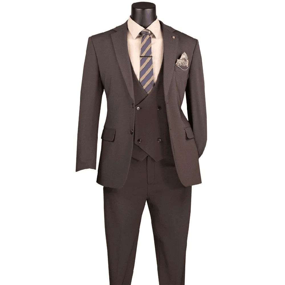 

Brown Men Suits 3 Pieces Jacket Pant Vest Customize Single Breasted Formal Occasion Notch Collar Male Clothing Fashion 2025