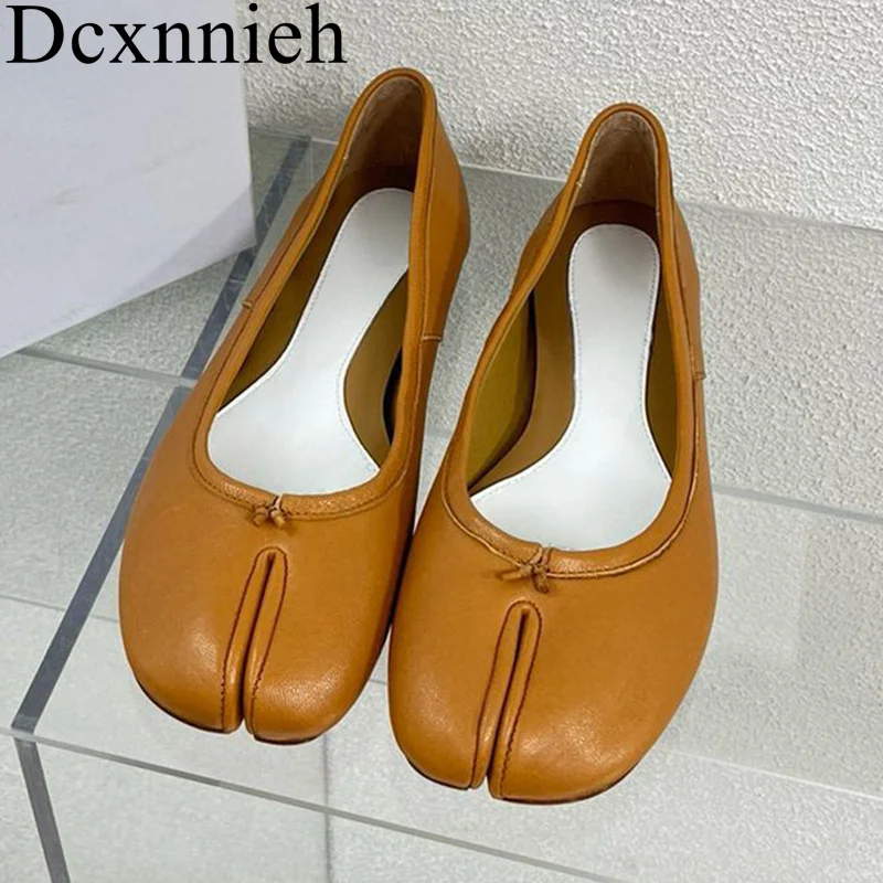 

Women Split Toe Dou Dou Shoes Ladies Shallow Mouth Genuine Leather Flats Lazy Loafers Spring Autumn Lightweight Walking Shoes