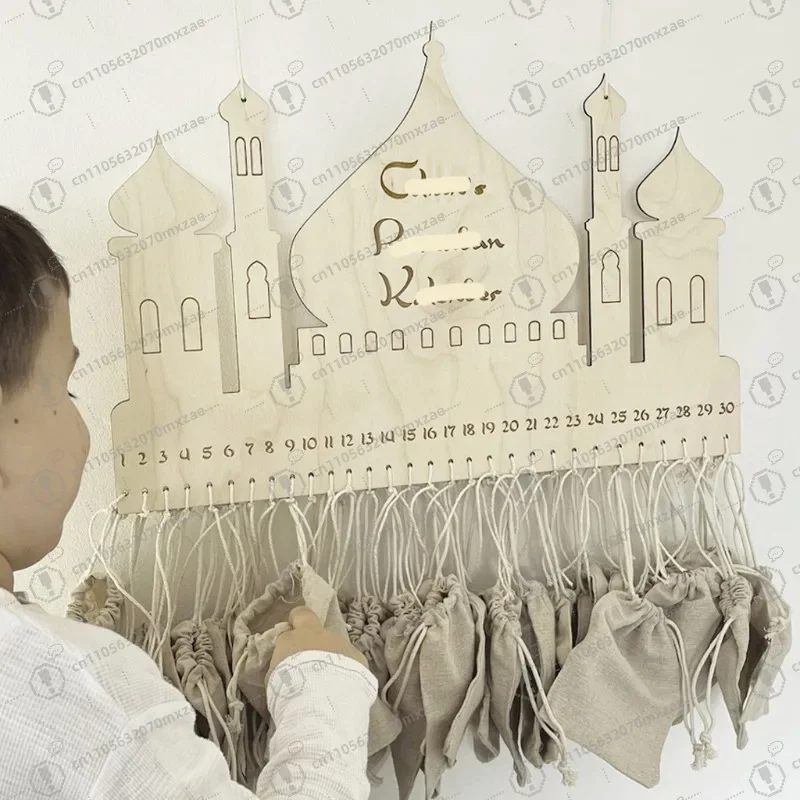 Wooden Middle Eastern Castle with Sack Message Noteboard/Countdown Holiday Laser Cut Ornaments Wall Hanging