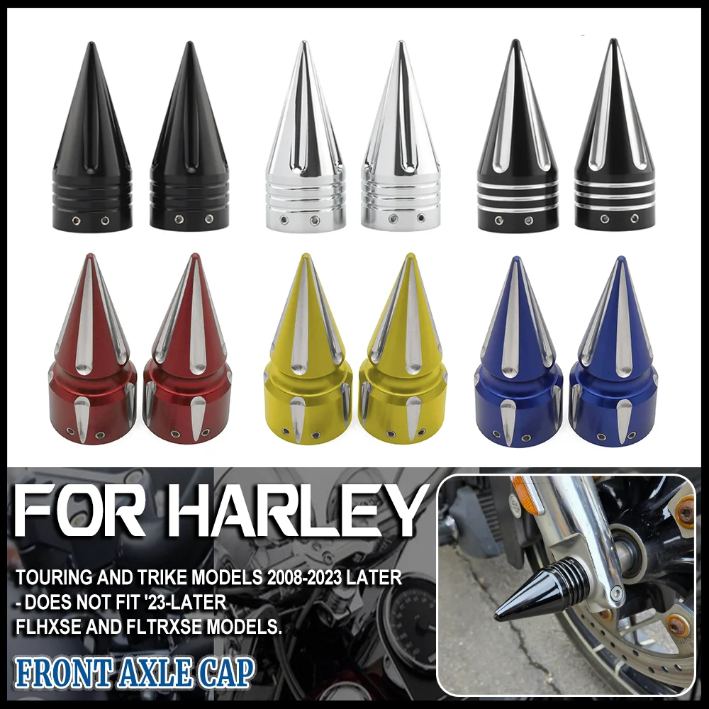 

CNC Front Axle Nut Covers Caps For Harley Touring Sportster Trike Dyna Softail Street Glide Road King Iron 883 Fat Boy 2002-2024
