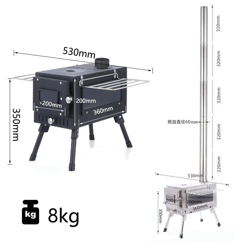 

Camping Tent Stove With Chimney Collapsible Wood Burning Stove Stainless Steel Outdoor Hot Tent Heater Portable Firewood Stove