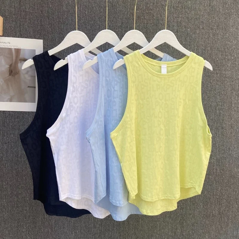 

New Sleeveless Pilates Sports Blouse for Women's Summer Thin Vest Fitness Quick-drying Sleeveless Yoga Shirts Top Loose Suit