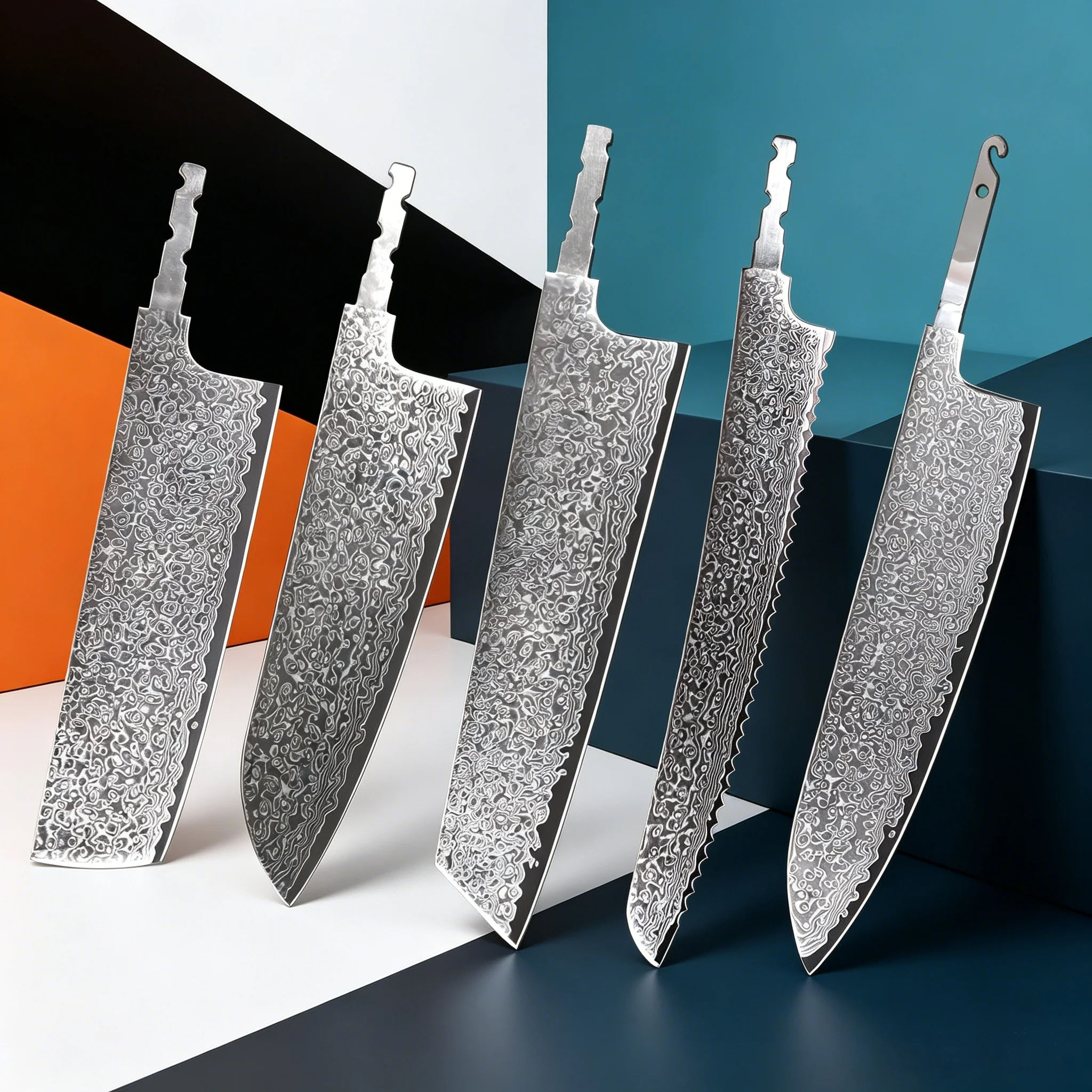 1/5pcs，Premium Blade Making Tool Hand-Forged Unfinished Cleaver Utility Blade Damascus Steel Semi Finished Parts Kitchen Gadgets