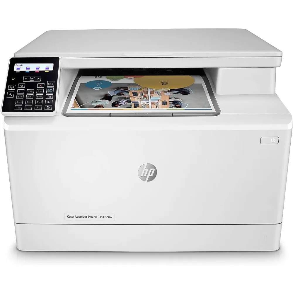 

Беспроводной универсальный лазерный принтер Color LaserJet Pro M182nw, удаленная Мобильная печать, сканирование и копирование, работает с Alexa (7KW55A), белый