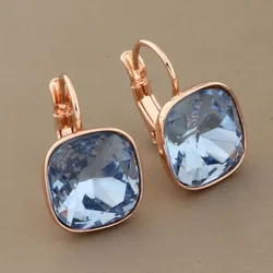 2023 Luxury Quality Jewelry Square Hanging Earrings For Women 585 Rose Gold Color Dangling Earrings Women Jewelry Girl's Gift