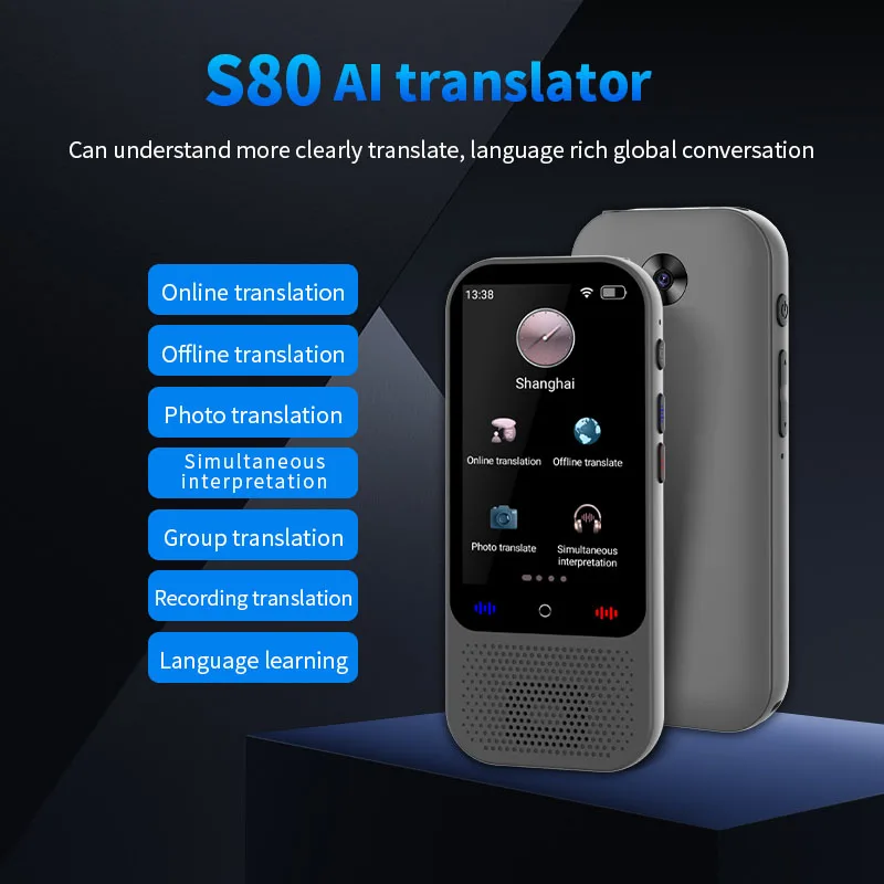 

Portable Voice Translator Offline Photo Translate 138+Languages Learning Build-in ChatGPT Support Phone Translation Meeting