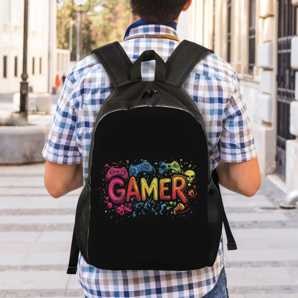 Gamer Controller Video Game Gaming Gamepad Backpack Student Boys Girls BookBag School Bag Computer Shoulder Bags