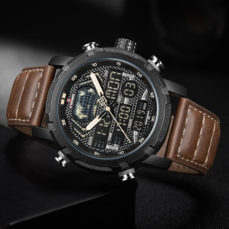 2024 Top Luxury Brand NAVIFORCE Digital Sport Wristwatches Military Genuine Leather Waterproof Clock Men Relogio Masculino