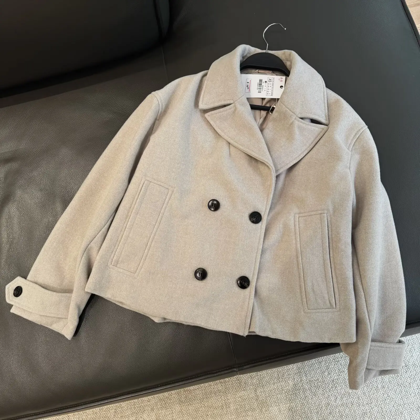 

WOMAN 2026fashionable casual lapel double breasted short coat jacket retro versatile women's coat Chic Outerwear