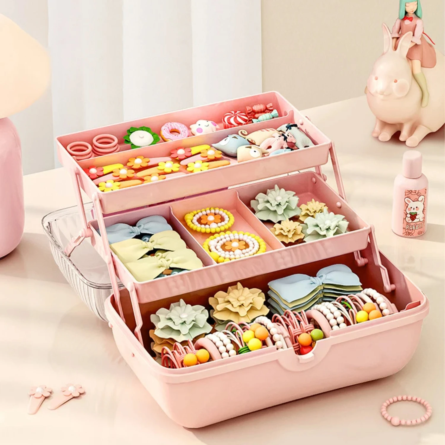 Multi-layer Hairpin Organizer Cute Girl Jewelry Rope Headband Display Rack Children's Hair Accessories Box