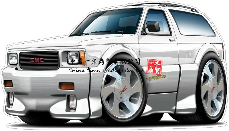 1992-1993 GMC Typhoon AWD White Truck Turbo Vintage Wall Graphic Decal Stickers