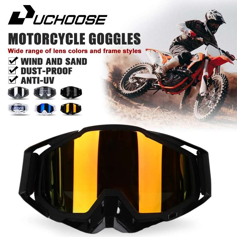 

Uchoose New Protective Glasses Motorcycle Outdoor Sports Windproof Dustproof Eye Glasses Ski Snowboard Goggles Motocross Riot