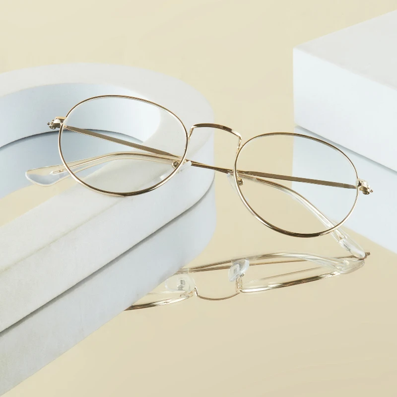 1 Stück Damen-Brille, schlicht, neu, ultraleicht, Metall, runder Rahmen, einfach, künstlerisch, lässig, vielseitig, kein Make-up, unverzichtbarer Sichtschutz