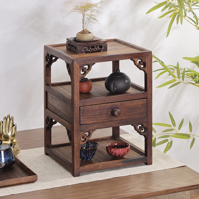 

Double-Layer Tea Pot Rack, Tea Table Storage Shelf, Purple Clay Teapot Stand, Tea Set Display Storage Organizer