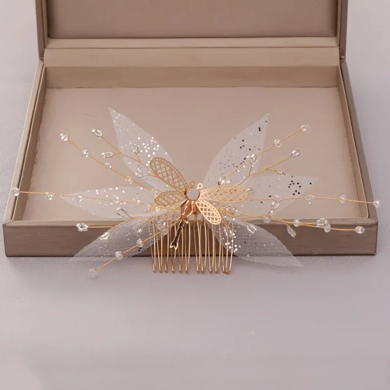 

Кристальный гребень-заколка для волос в виде бабочки для женщин, невест, на вечеринку, свадьбу, свадебные аксессуары для волос, ювелирное украшение, гребень-заколка