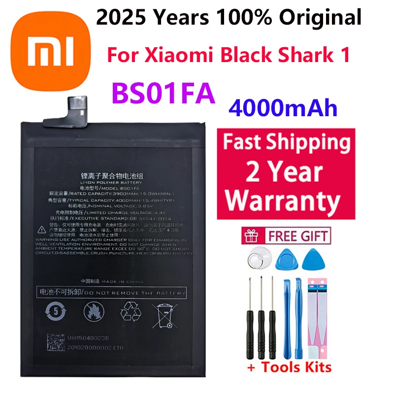 

2025 Years 100% Original BS01FA Battery For Xiaomi Black Shark 1/ Black Shark Dual SIM TD-LTE/ SKR-A0 AWM-A0 Batteries 4000mAh