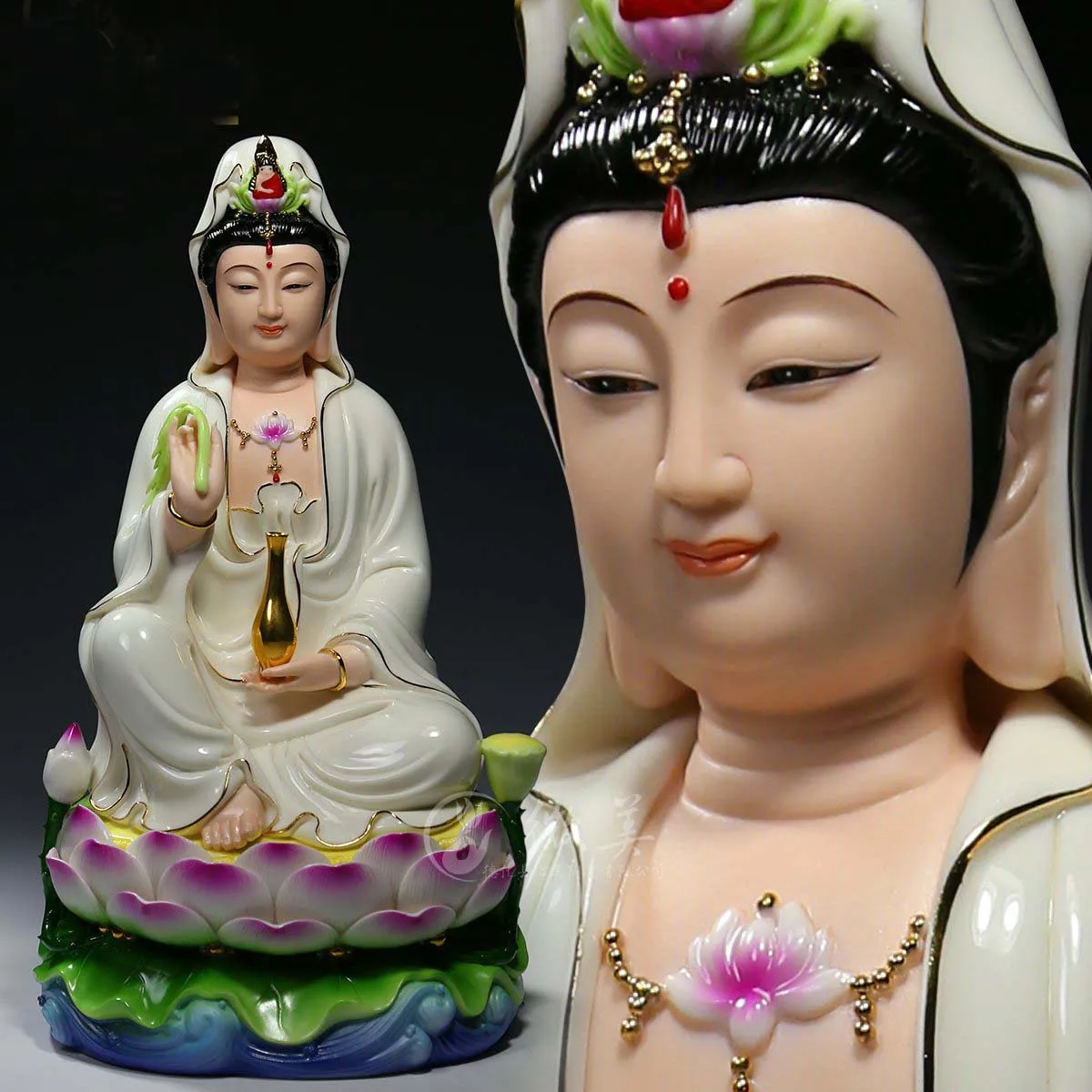 42cm large HOME high grade Buddha statue Guan yin PU SA Avalokiteshvara Buddha COLOR Ceramic statue bless safe health good luck