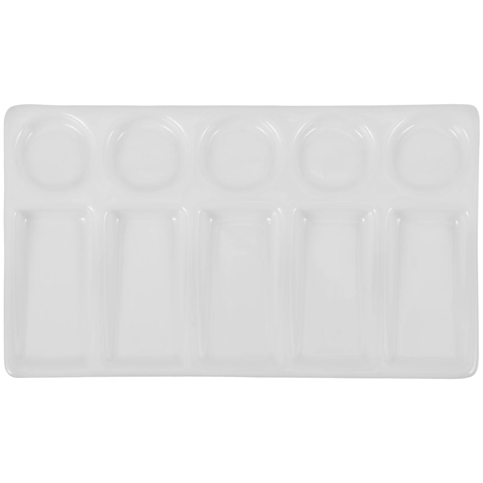 White 10-Well Rectangular Palette High Quality Plastic Material Resembles Porcelain Perfect for Acrylic Gouache Oil Painting