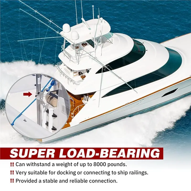 RTENTE-For Boat Yacht Stainless Steel Adjustable Line Length Sliding Rope Hook Quick Release Clip Bumper For Docking