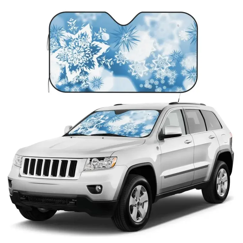 Snowflake Pattern Festive Car Sunshade Front Windshield Visor Auto Parts Fits Most Vehicles Printed Visor