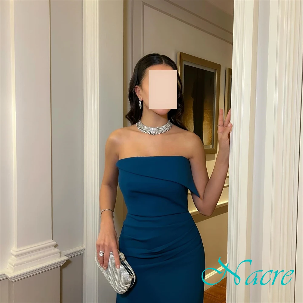 Customized Exquisite Jersey Sleeveless Evening Dress Delicate Strapless Prom Dresses Sweep Train Mermaid Special Occasion Gowns