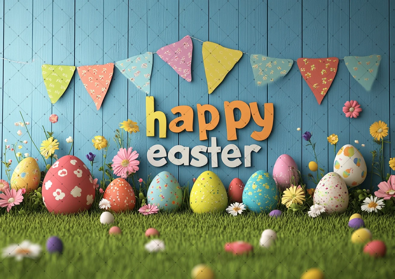 لوح عيد الفصح على شكل بيضة، خلفية زهرية، لافتة عيد الفصح السعيدة، لوازم الحفلات، دعائم التصوير الفوتوغرافي، زينة عيد الفصح، تجمع العائلة