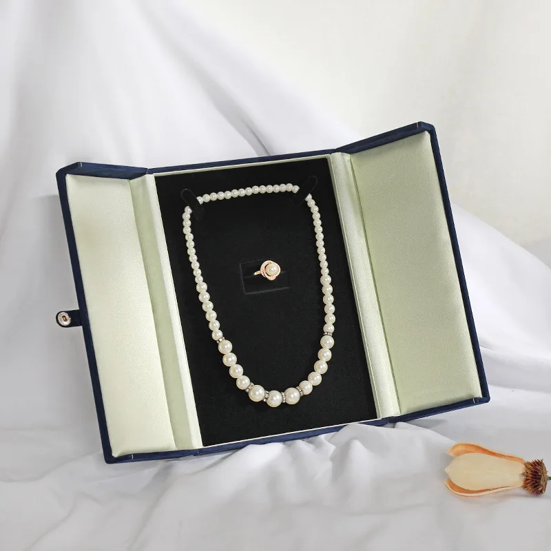 Vintage Double Open Ring Necklace Box Proposal Diamond Ring Jewelry Packaging Box Holiday Gift Pearl Necklace Gift Box