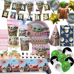 Disney-suministros de decoración para fiesta de cumpleaños, vajilla desechable con temática de dibujos animados de Baby Yoda, guerra interestelar, regalo para niños