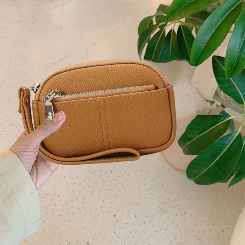 

Card Holder PU Leather Mini Wallet Organizer Key Case Zipper Coin Purse Lightweight Portable Wrist Key Bag Headphone Bag