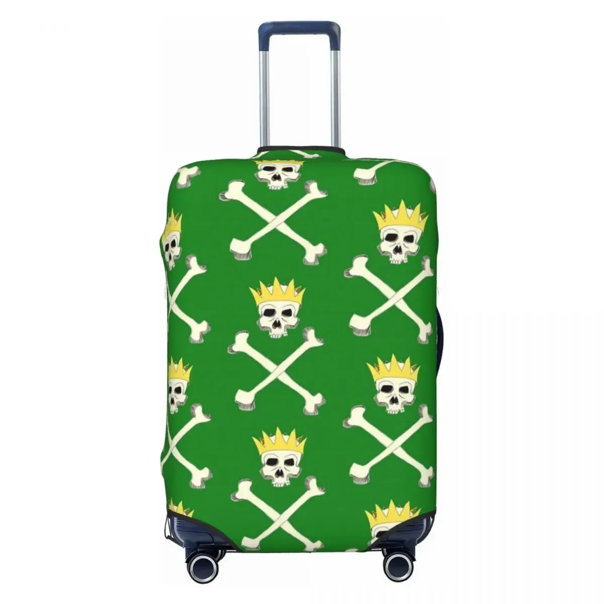 Gold Crown Skull Suitcase Cover Crossbones Holiday Travel Elastic Luggage Case Protector