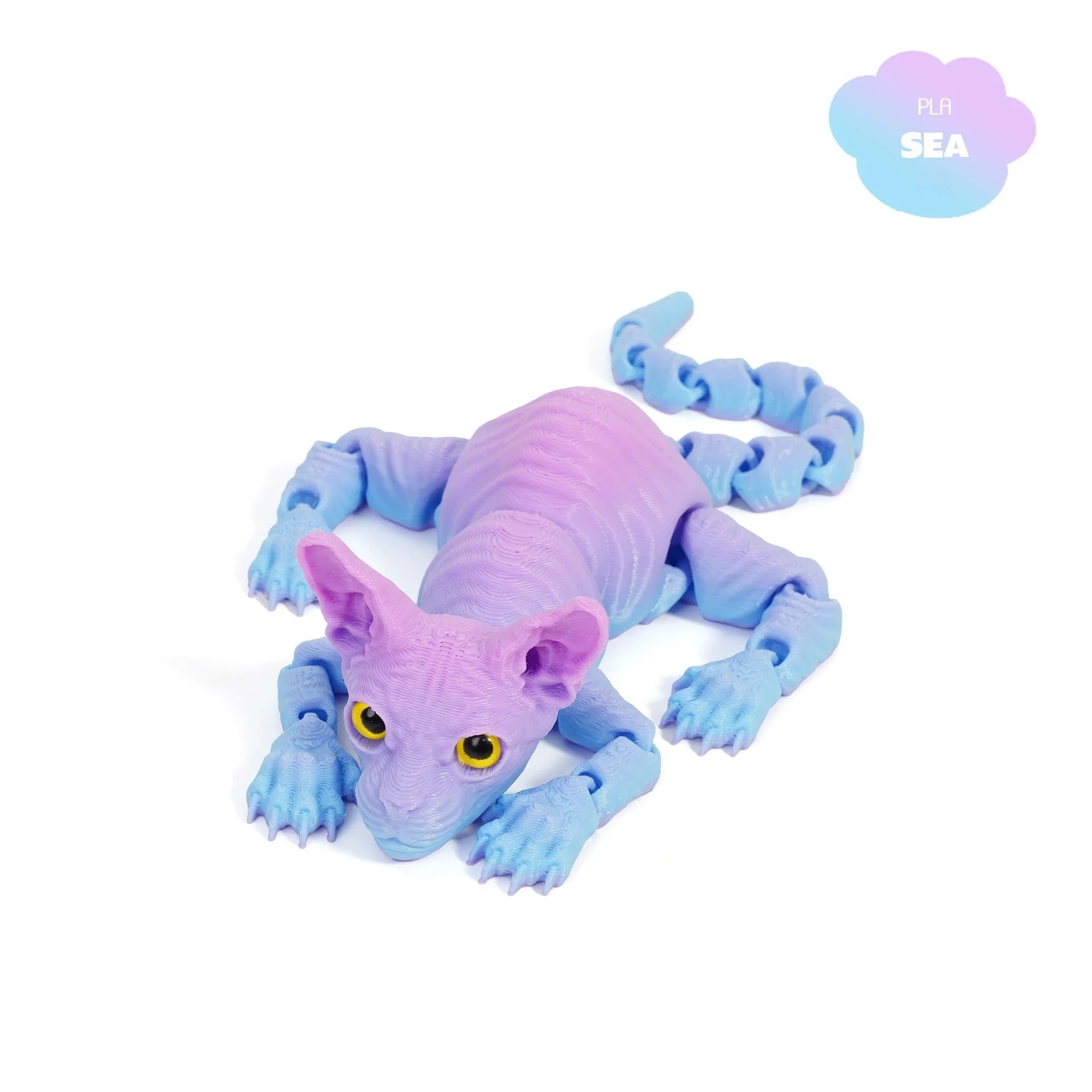 3D Printed Realistic Sphynx Hairless Cat Figurine Adorable Articulated Fidget Toy Perfect Gift for Cat Lovers