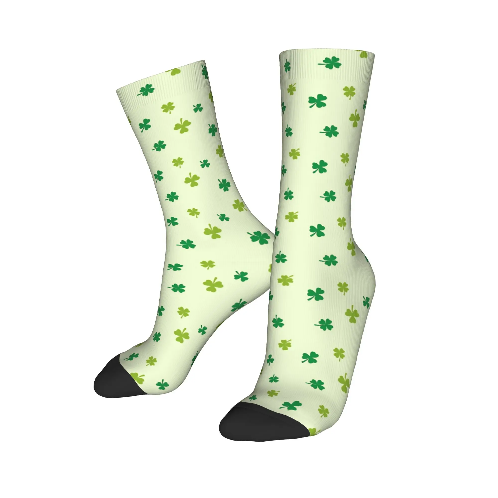 

Happy Funny Men's Socks Hip Hop St Patrick's Day Irish Shamrock Clover Sock Polyester Women's Socks Spring Summer Autumn Winter