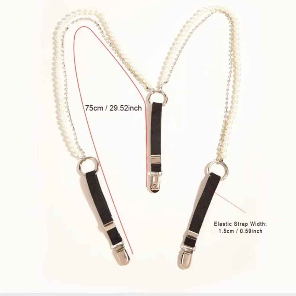 Fashion Elastic Pearl Suspenders Versatile Elegant Adjustable Straps Back Adjustable Suspenders Braces for Women